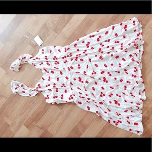 Cute Summer Cherry Print Skater Swing Dress